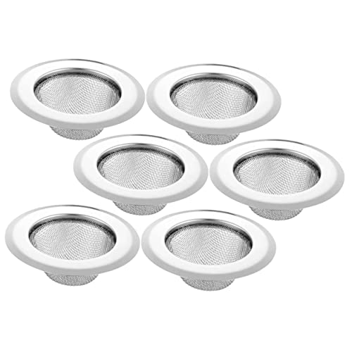VILLCASE 6 Piezas Filtro de Acero Inoxidable Quilates tapón de la Cesta del Fregadero Filtro de Drenaje Malla colador de Drenaje de Acero Inoxidable escurridor de Fregadero doméstico Plata