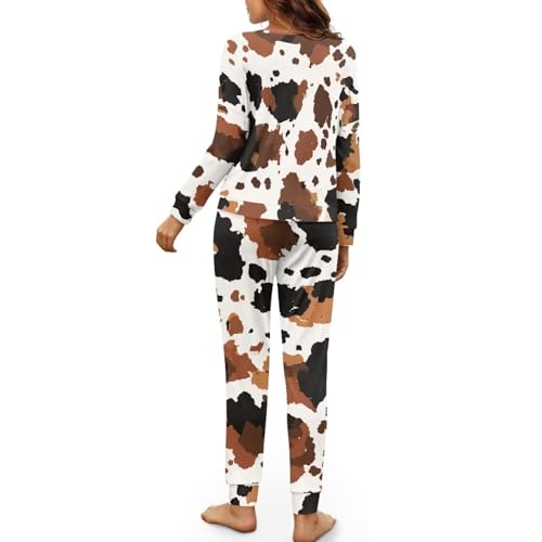 Image of Women's Pajamas Set Soft 2 Piece Loungewear Long Sleeve Pj Set Matching Sleepwear with Pockets for Women Plus Size