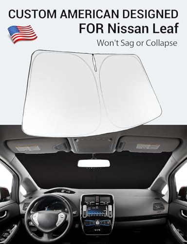 Image of Proadsy 2026 Upgrade Windshield Sun Shade Custom Fit 2011-2017 Nissan Leaf Foldable Front Sunshade Protector Sun Visor Blocks UV Rays Keep Car Cooler