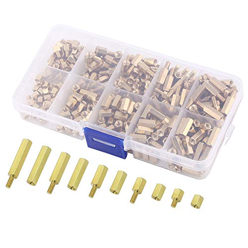 Abstandshalter Messing m3, 300 Stück M3 Messing Schraubenmutter Sortiment Kit, Mainboard Abstandshalter m3, Abstandshalter Mainboard mit