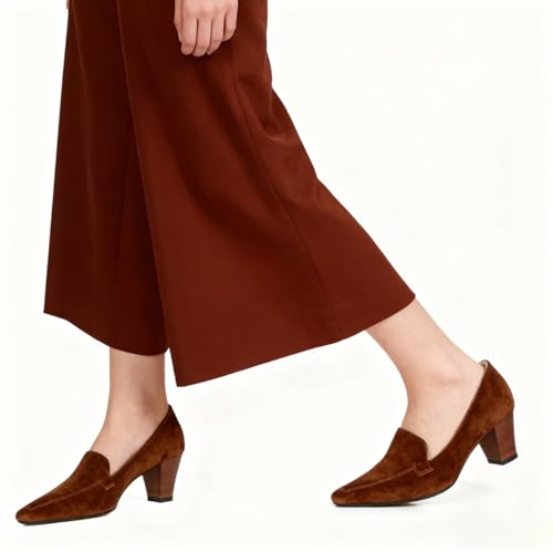 Image of LEHOOR Women Vintage Chunky Block Heel Pumps Shoes Square Pointed Toe Slip On Formal Office Work Business Loafers Shoes Suede Snakeskin Cone Heel Oxford Shoe Ladies Professional Chic Fall 4-11 M US
