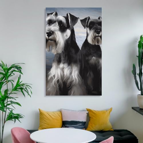 Toile murale schnauzer esthétique moderne tableau décoration de salon