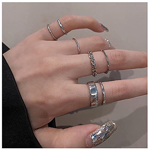 Zz Zinfandel Gothic Punk Chain Finger Rings Set, 17Pcs Adjustable Stackable Vintage Silver Rings For Women Men Girls,Happy Cross Butterfly Knuckle Rings (Silver) #TOP5