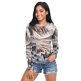 Top in rete da baseball con acqua di fuoco, top trasparenti da donna, Nativi americani occidentali, L