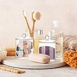 Hwtcjx 2 PCS Cotton Bud Holder, Bathroom Jars, Cotton Pad Holder with Lids, Cotton Buds Holder Dispenser for Cotton Ball, Swab, Round Pads, Floss, Bathroom Canister Storage Organization (C) - Image 5