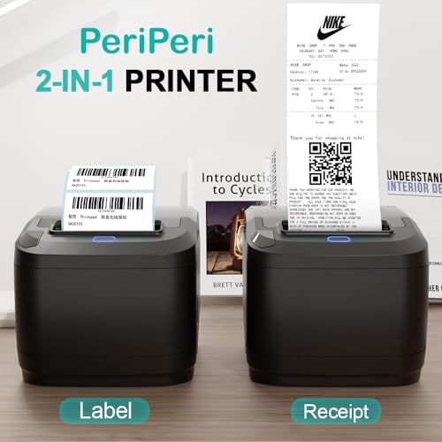 PeriPeri 80mm 3inch Bluetooth Direct Thermal Label + Receipt Printer for Print Labels & Receipts Compatible with iOS, Windows 152mm/s Print Speed - Image 2