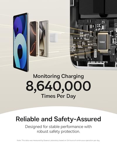 Image of Baseus Nomos Qi2 10000mAh 45W Magnetic Wireless Power Bank - Built-in USB-C Cable, PD Fast Charging, Kickstand Design - Lunar Gray