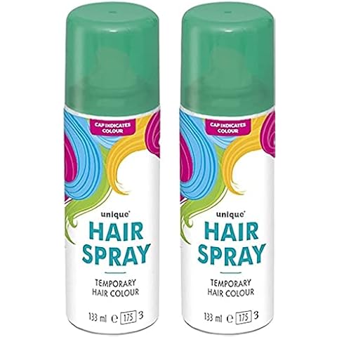 Temporary Hair Color Spray Wash Out Washable Party Fancy Dress Up Accessories Party Halloween Hairspray 133ml (Green, 2) Cover