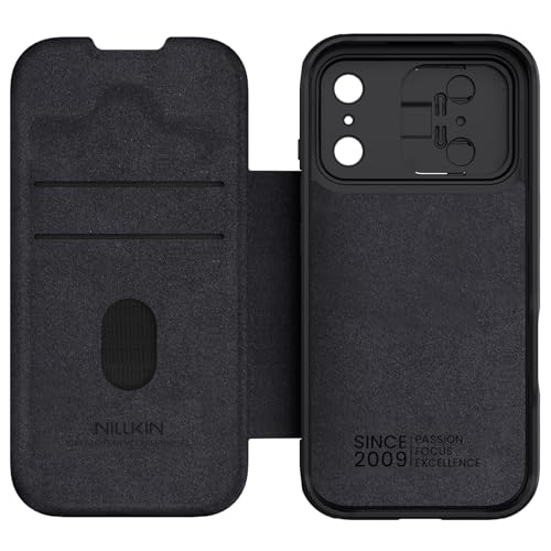 Image of Nilkin Wallet Flip Case for iPhone 17 Pro with Card Slot and Camera Slider, PU Leather Case Cover, All-Around Protection (Black, iPhone 17Pro)