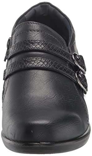 Easy Street Women's Stroll Double Buckle Bootie Fashion Boot, Navy/Navy Snake/Gore, 10 Wide #TOP1