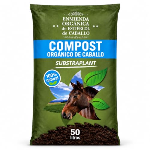 World PLANTIL Abono orgánico de Caballo/Compost Orgánico/Tierra para Plantas y Cultivos/Compost derivado de estiércol 50 L/Mejora la Fertilidad del Suelo/Huerto y Jardín