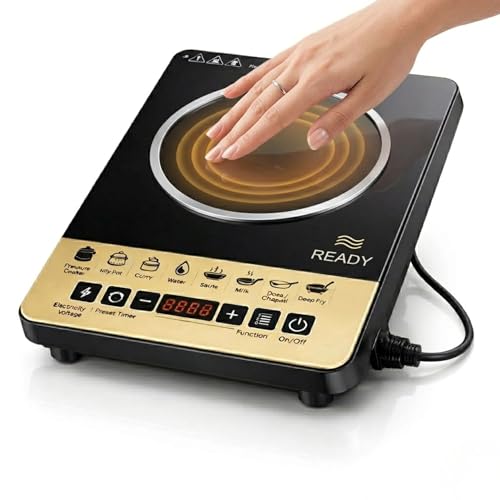 Image of Drumstone (𝟏𝟓-𝐘𝐞𝐚𝐫𝐬 𝐰𝐚𝐫𝐫𝐚𝐧𝐭𝐲) Portable 2000 Watt Induction Cooktop Electric Burner, Smart Cooking Stove with Temp Control, Energy Efficient, Crystal Glass Surface for Home Kitchen