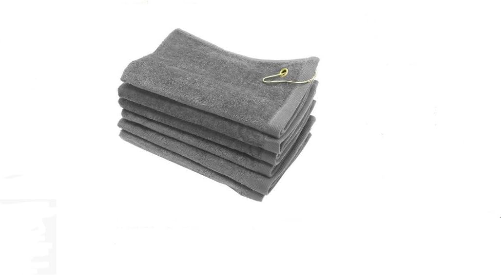 Towland 11''X18''%100 Turkish Cotton Tery Velour Golf Towels,Corner Grommet (3, Silver Grey) - Image 7
