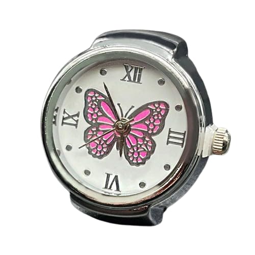 G.FIDEL Ring Watch for Women and Men Analog Quartz Watch Arabic Numerals Dial Elastic Band Creative Finger Watch for Christmas Valentines Day, Birthday Gift, Anniversary (Silver Butterfly) (B0CV3TW9WT) Amazon Price History, Amazon Price Tracker