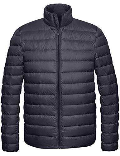 Wantdo Men's Packable Breathable Ultra Light Down Coat Jacket, Dark Gray, XL