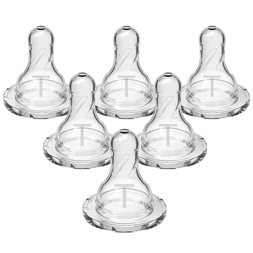 Image of Dr. Brown's Natural Flow Level T Narrow Baby Bottle Nipple, Newborn Slow Flow, 0m+, 100% Silicone, 6-Pack