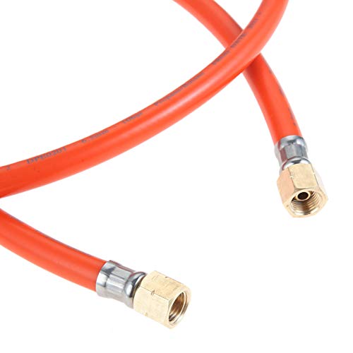 Hicello Gasregler Druckminderer 50mbar+Gasschlauch 150cm 1/4 Linkegewinde Betriebsdruck Gas Niederdruckregler Druckregler Zubehör/Ersatzteil für Gasgrils für Camping Picknicks Grillpartys