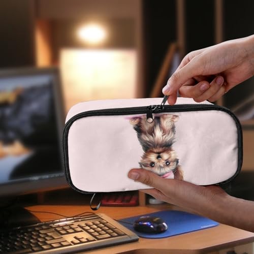 Image of Girls Pencil Pouch Cute Dog Pencil Case Large Capacity,Pink Pencil Bag for Kids Adorable Pencil Box for Preschool Children Pencil Container for Boys Adults Men Students Cion Purse