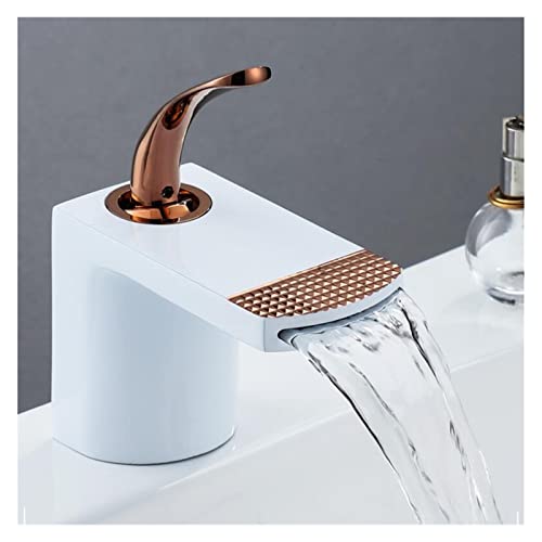 Robinet de lavabo cascade en laiton chic mitigeur noir et or