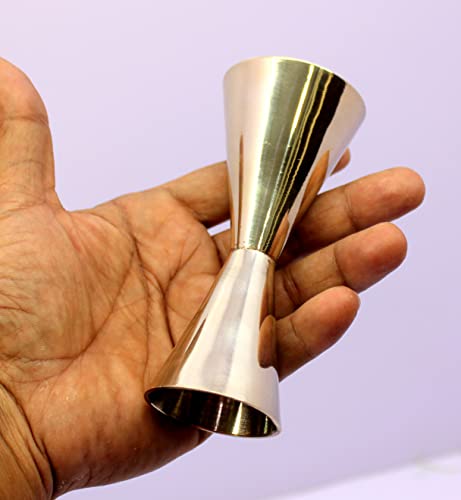 Image of eSplanade Brass Liquor Peg Measuring Glass Jigger Bar Tool - Double Sided - 30 and 60 ml (silver(Double Sided))
