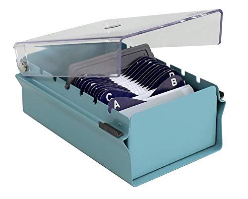 Acrimet Index Business Card Size File Holder Organizer Metal Base Heavy Duty (AZ Index Cards and Divider Included…