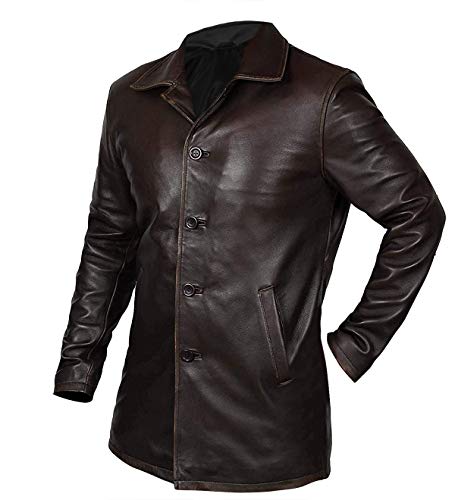 Men's Vintage Supernatural Jensen Ackles Genuine Leather Dean Winchester Car Pea Coat Jacket3