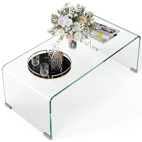 HOMCOM Mesa de Centro de Cristal diseño