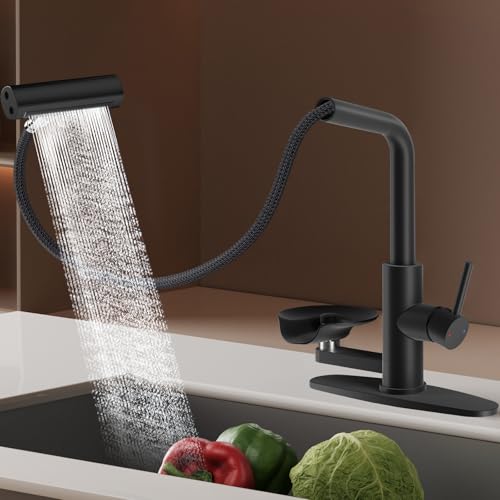 SINGSUO Pull Down Kitchen Faucet with Glass Rinser (Black) by SINGSUO - Used condition - US$62.99