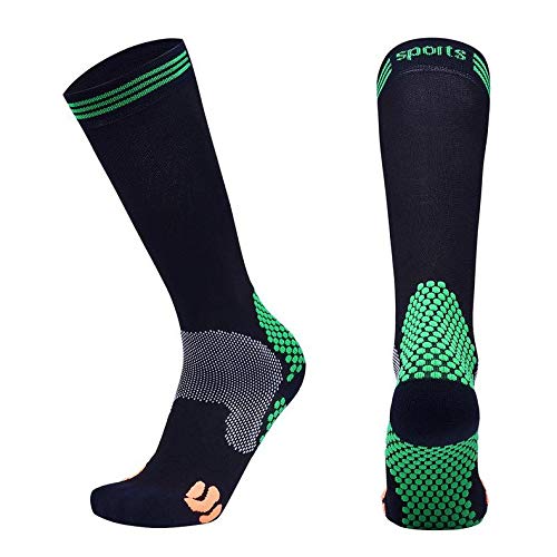 Calcetines de compresión para hombre, fascitis plantar, deportes, fútbol, correr, ciclismo, medias de vuelo, súper suaves. Disponible en 3 longitudes de pierna., verde, XL largo Cover