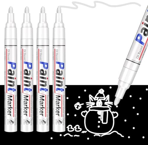 TFIVE White Permanent Paint Marker Pens - 2 Count Oil Based Marker Pen, Medium Tip, Waterproof & Quick Dry, For Office, Art Projects, Rock Painting, Ceramic, Glass, Wood, Plastic, Metal, Canvas - View #14
