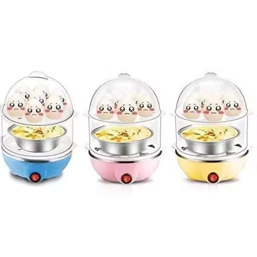 Image of 14-Egg Double Layer Electric Egg Boiler & Steamer - 350W Automatic Egg Cooker for Boiling, Poaching & Steaming - Fast & Efficient Kitchen Appliance Color Pink