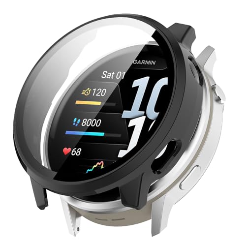 #ColaboraciónPagada<br>Funda para Garmin Venu 4 45mm Carcasa Rígida PC por Protector De Pantalla Vidrio Templado Protección Completa Antiarañazos Compatible con Garmin Venu 4 45mm Negro