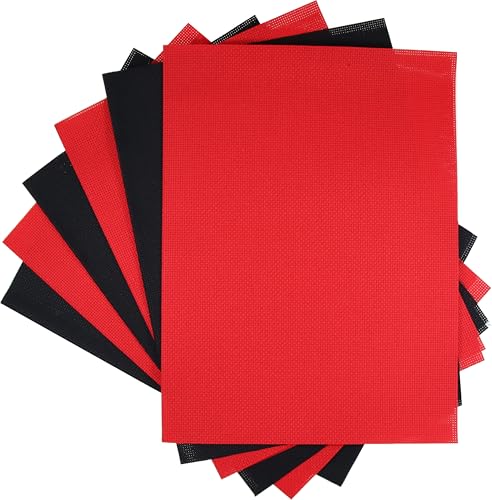 Image of KCS 6 pc of 12 inch x 18 inch(30cmx45cm) 14CT Counted Cotton Aida Cloth Cross Stitch Fabric (Red+Black)