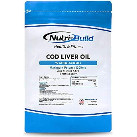 Cod Liver Oil Capsules | 90 High Strength Omega 3 1000mg Capsules, 3 Month Supply | Excellent Source of Fish Oil Omega 3 | Can Boost Heart Health, Brain Function, Bones, Vision, Skin, Immune System Cover