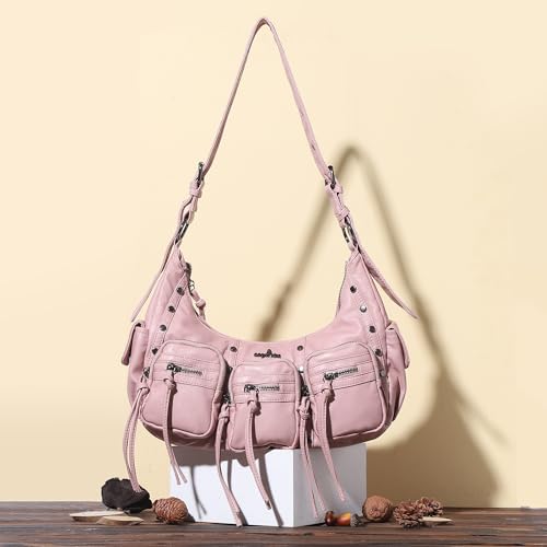 Image of Angel Kiss Hobo Bags Purse for Women Y2K Shoulder Bag Multi Pockets Designer Satchel Studded Handbags with Strap