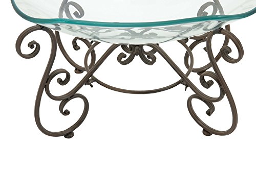 Deco 79 Glass Kitchen Serving Bowl With Gold Metal Scroll Base, 21" X 16" X 14", Clear #TOP2