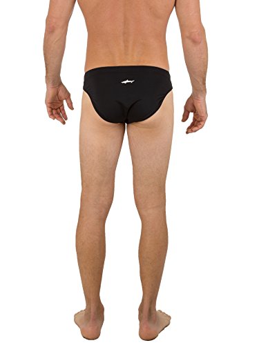 UZZI Men's Basic Swim Shark Bikini Swimwear Black (Large)2