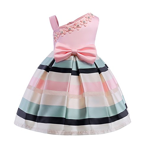 Vestido de rendimiento para niña sin rozaduras estilo rayas