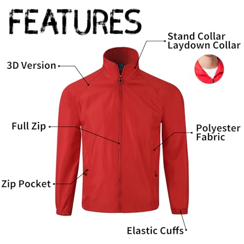 Custom Windbreaker Jacket Long Sleeve Lightweight Outdoor Coat Customize Your Logo Mesh Lined Water Resistant Workwear3
