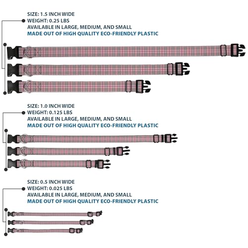 Pince à col plaid rose : ajustement parfait de 13 à 45,7 cm sans irritation
