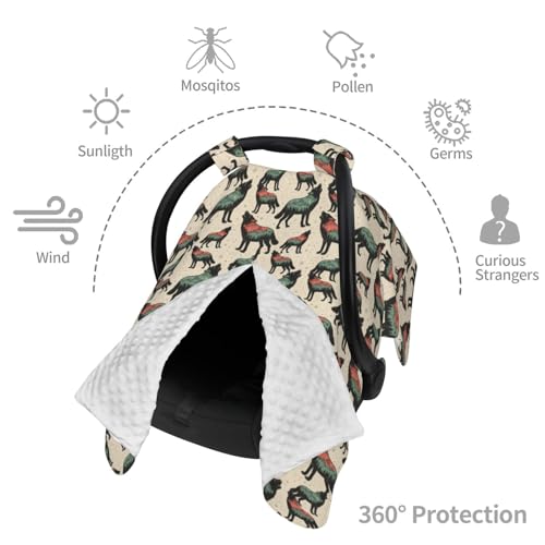 Image of Wolf with Mountain Baby Car Seat Canopy Nursing Cover for Newborn Car Seat Breastfeeding Covers Blanket Newborn Shower Gift