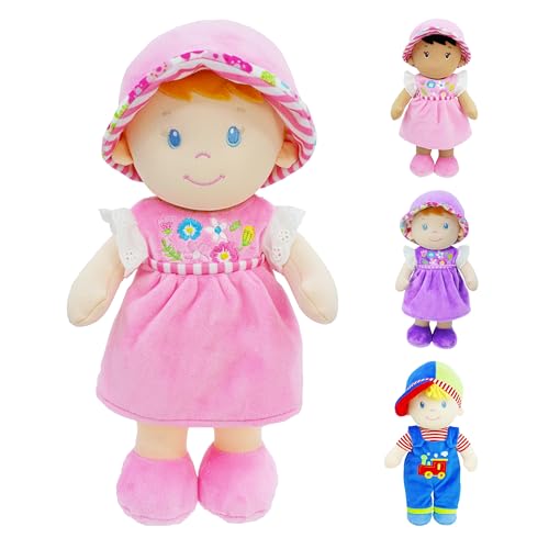 June Garden JGD 12 Inch Soft Dolly Emilia - Stuffed Soft Baby Doll Gift For 1 2 3 Year Old Girls cover