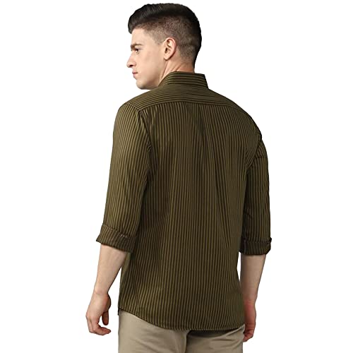 Image of Indian Terrain Solid Cotton Blend Slim Fit Mens Casual Trousers