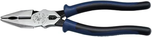 Klein Tools J12098 Alicates de combinación universal con matriz de prensado, agarre de tubo dentado, cuchillos endurecidos por inducción