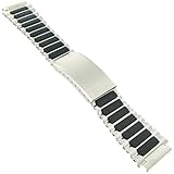  Milano Watchbands compatible with 18mm Timex Ironman Sport Metal Silver and Black Tone Buckle Watch Band TX485168T