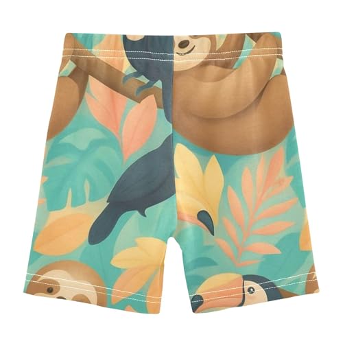 Toddler Biker Shorts for Girls Cotton Shorts for Under Dresses 4t Dance Clothes Cute Sloth Toucan Colorful Tropical2