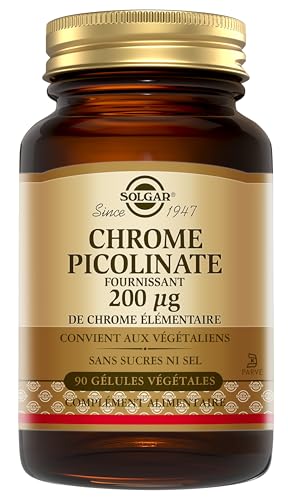 Solgar Chromium Picolinate Suplemento Alimenticio que Mantiene el Nivel de Glucosa en Sangre con Cromo para Hombre y Mujer, 90 Cápsulas
