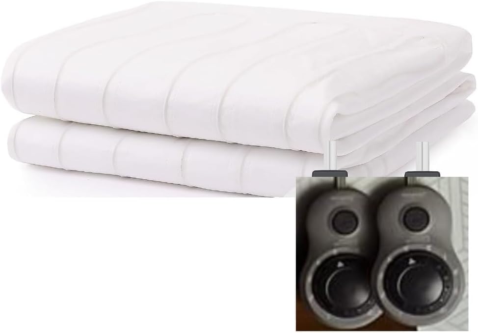 Sunbeam Restful - Protector de colchón con calefacción, 12 ajustes de calor, apagado automático, lavable a máquina, tamaño King, color blanco