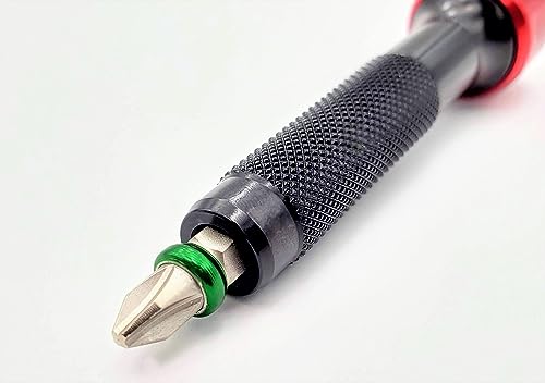 Image of 711L Lollipop Bit Driver - Pocket EDC Screwdriver with Retractable Lever for Extra Torque - Interchangeable 1 /4 inch Hex Bit Driver (Aluminum Black)