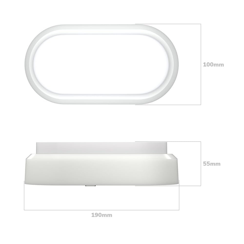 HOFTRONIC - Lote de 4 lámparas LED de bodega blanca - 12 W 1160 lm - Aplique ovalado - IP54 - Aplique de pared - 4000 K blanco neutro - Lámpara de techo para cuarto de baño bodega WC garaje taller
